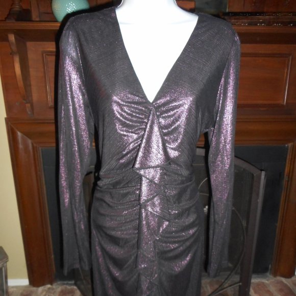 NWT Sam Edelman Purple metallic ruffle dress, 6 - Picture 5 of 14